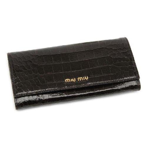 ミュウミュウスーパーコピー MIU MIU 長財布 クロコ調型押し革 5M1109-NKG-003